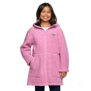 ROXY Youth Girls Plush Full Zip Heavyweight Sherpa Jacket Pink L (14/16) NWT